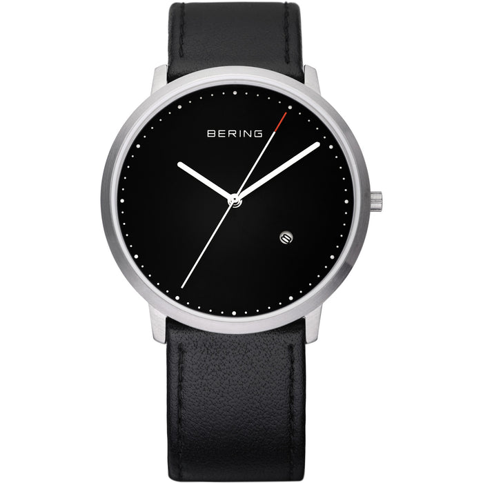 Unisex ur med sort læderrem