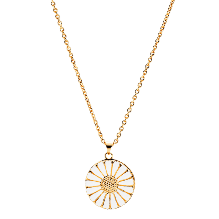 Marguerit medaljon halskæde i forgyldt sølv