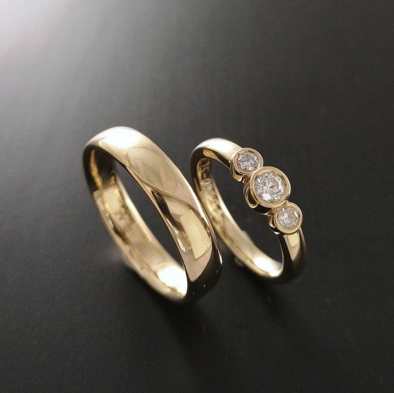 Vielsesringe i 14kt guld m. diamanter